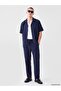 Xside Navy Blue Relax Fit Textured Men's Trousers - 2