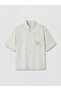 Xside Ecru Loose Fit Embroidered Men's Shirt - 5