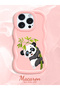 iPhone 12 Pro Compatible Case Camera Protector Pink Silicone Couple Phone Case Panda Pattern - 2