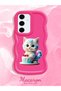 Samsung Galaxy S24 Fe Compatible Case Camera Protector Red Silicone Couple Phone Case Cat Pattern - 2
