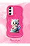 Samsung Galaxy A24 Compatible Case Camera Protector Red Silicone Couple Phone Case Cat Pattern - 2