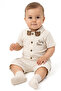 Baby Boy Ecru Bear Emblem Collared Shorts Set of 2