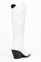 White Matte Leather Metal Toe Cap Below the Knee Embroidered Western Cowboy Boots - 3