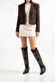 Bitter Brown Matte Leather Metal Toe Cap Embroidered Over-The-Knee Western Cowboy Boots - 6