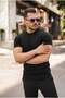 Men's Knitted Pattern Crew Neck Knitwear T-Shirt - 100% Cotton Acrylic - 2