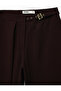 Crepe Fabric Cover Detailed Belted Pocketed Straight Short Wide Leg Trousers - 5