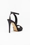 Women's Platform Thin Heeled Black Satin Evening Dress Shoes - 4