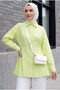 Striped Buttoned Modal Tunic with Side Laces - Light Yellow - 2