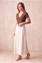 Women's Light Brown Cotton / Elastane Blend Regular Fit V-Neck Short Sleeve T-Shirt Delaney - 3