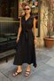 Women's Belted Linen Textured Summer Shirt Dress