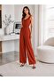 Women's Ruffled Wide Leg Jumpsuit with Wrinkled Straps