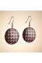 Copper Navy Blue Beige Daisy Patterned Dangle Earrings - 6