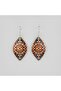 Copper Orange Mandala Patterned Dangle Earrings - 2