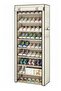 9-Tier Shoe Organizer With Dustproof Canvas Cover 45-Pair Capacity - Cream