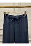 2773-2 navy blue lace-up waist trousers - 2