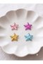 Set of 4 Metallic Shiny Star Figured Hair Clips, Special for Babies with No Hair or Less Hair