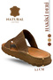 Genuine Leather Men's Slippers - Genuine Leather Men's Slippers with Soft Thick Soles 3D Tan - 6