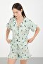 Bürümcük Textured Buttoned Shorts Set Water Green - 5