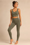 Women's Ribbed Padded Sports Bustier & High Waist Gathering Leggings Two-Piece Set - 2