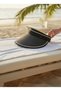 Women's Summer Black Strappy Straw Visor Hat - 8
