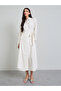 White Striped Wrap Shirt Midi Dress - 3