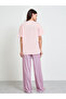 Pink Striped Ruffle Edge Pocket T-Shirt and Straight Pyjama Set - 6