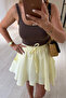 Asymmetrical Cut Yellow Muslin Short Skirt with Flounces - 2