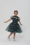 Girls' Flower Embroidered Scarf Collar Evening Dress Balloon Sleeve Princess Dress