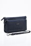 Navy Blue Men's Portfolio Handbag Multi-Pocket Wallet Bag with Wrist Strap