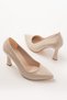 Zri̇n-001 Premium Beige Patent Leather Daily 9 cm Heeled Stiletto - 4