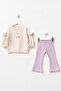 Baby Girl Top and Bottom Set with Spanish Flared Cherry Print and Ruffle Detail - 2