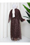 Flower-Patterned Lace Dress with Double Layered Veil and Gold Chain Belt.. 2 Pieces of Lace Poncho - 8