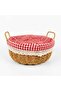 Round Wicker Bread Basket with Red Gingham Lining - 2