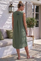 Khaki Hakim Collar Sleeveless Buttoned Pocketed Dirty Stitched Casual Muslin Woven Dress 113 60 - 7