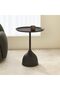 Matte Black Wrought Iron Side Table Waterdrop Weighted Base Round Tray Top End Table 40×60cm Anti-Slip Raised Edge Sofa Side Table For Living Room Bedroom Majlis Home Decor - 5