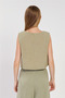 Women's Cotton Sleeveless Crop Blouse - Olive - 5