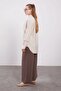 Beige Sleeve Lace and Lacing Detailed Shirt - 3