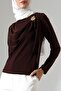 Women's Sandy Brooch Detailed Draped Blouse - 4