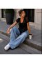 Women's Lace Transparent Front Tie Drawstring Detailed V-Neck Short Sleeve Summer Blouse - 3