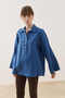 Patched Linen Shirt Blue - 2