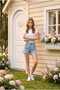 Opheli̇a Women's 35 cm Length Snow Wash High Waist Lycra Shorts Jeans-1 New Season - 2