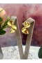Gold Curved Model Earrings - Geometric Design (2X1.5Cm) - 2