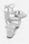 Women's Cross Galvanized Heeled Sandals; Silver Glitter - 4