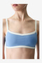 Women Light Cover Contrast Binding Sports Blue Top - 3