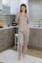 Fashion line women's cotton combed cotton front buttoned long sleeve pajama set mink 2783 - 5