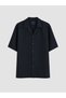 Ozmarka New Season Navy Blue Regular Fit Resort Collar Men's Shirt - 5