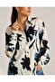 Women's Patterned Cotton Satin Shirt Oversize Comfortable Fit Buttoned