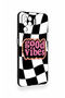 Oppo Reno 5 Lite Compatible Black Good Vibes Patterned Silicone Case - 3