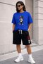Unisex Oversize T-Shirt Shorts Set Black Summer Comfortable Fit Daily Street Style 2-Piece Set Cool Boy Printed - 2
