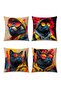 Cats with Cool Glasses Patterned 4-Piece Throw Pillow Cover Set - 3